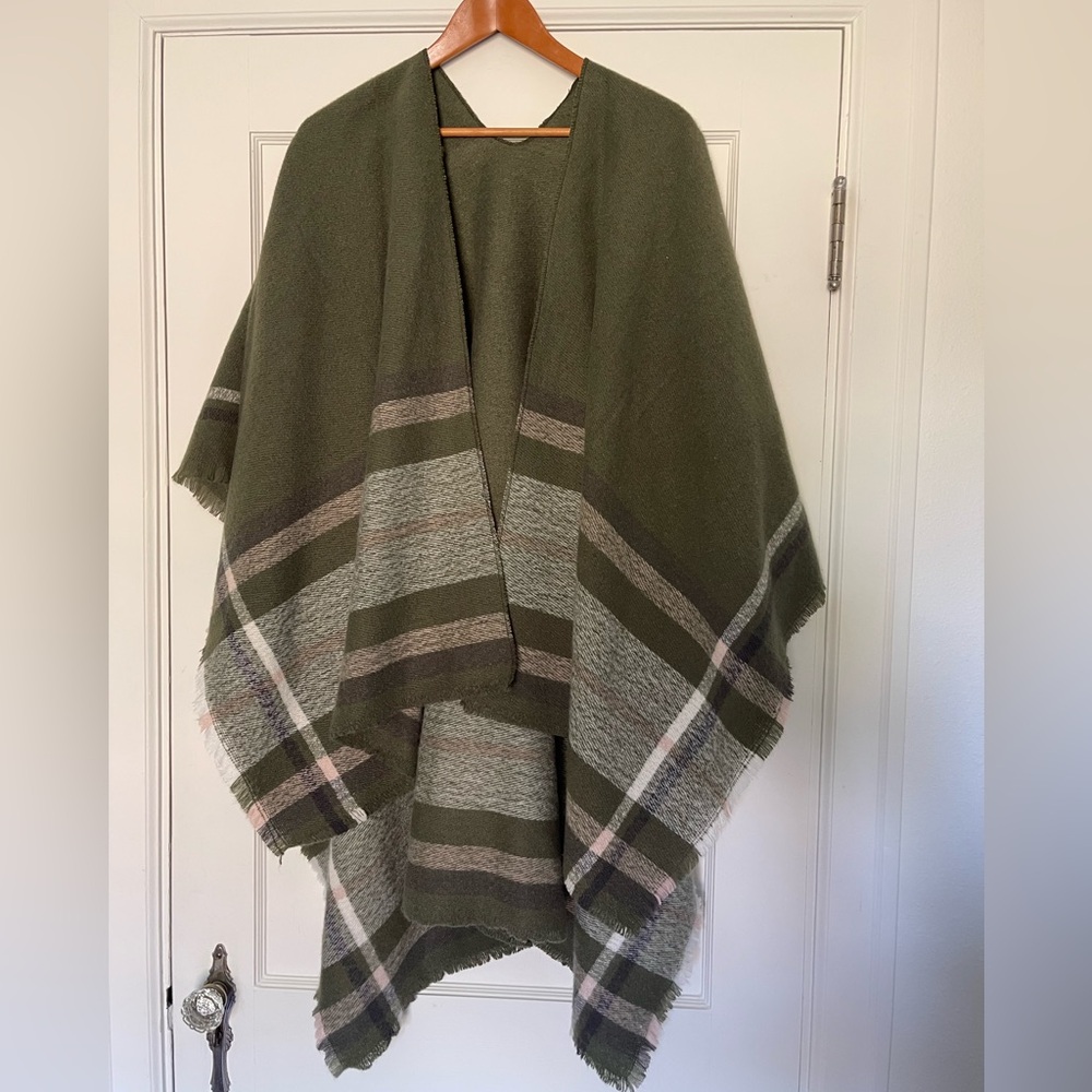 Green Striped Poncho